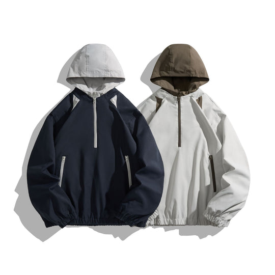 Unisex Leichter Anorak mit Kontrastkapuze und halbem Reißverschluss Nord Taschen