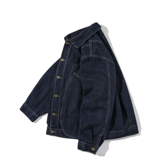 Unisex Kastenförmige Denim-Workerjacke mit übergroßen aufgesetzten Rundtaschen Nord Taschen
