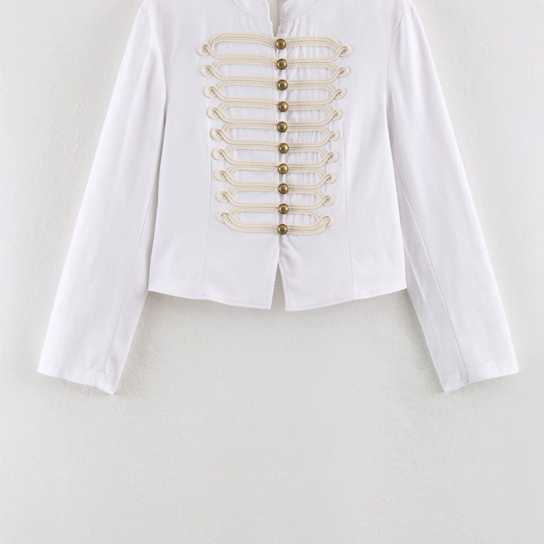 Damen Kurze Husarenjacke mit dekorischen Schlaufen und Stehkragen Nord Taschen