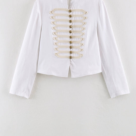 Damen Kurze Husarenjacke mit dekorischen Schlaufen und Stehkragen Nord Taschen