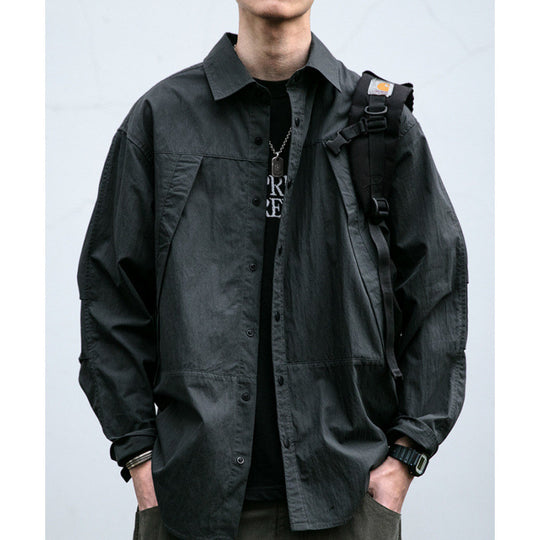 Herren Technisches Field-Overshirt im Utility-Look mit Druckknopfleiste und kastiger Passform Nord Taschen