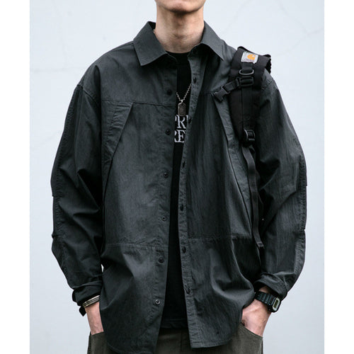 Herren Technisches Field-Overshirt im Utility-Look mit Druckknopfleiste und kastiger Passform Nord Taschen