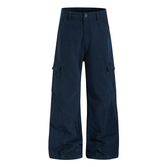 Damen Weite Cargo-Hose aus Baumwoll-Mix mit hohem Bund und Multifunktionstaschen Nord Taschen