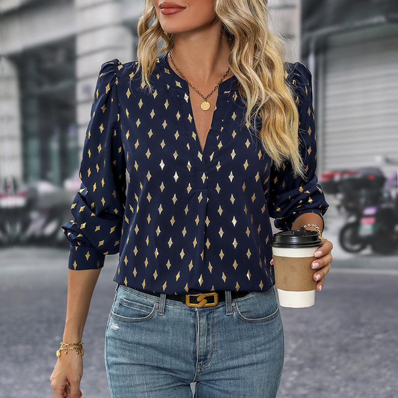 Damen Elegante Bluse mit geometrischem Muster Nord Taschen