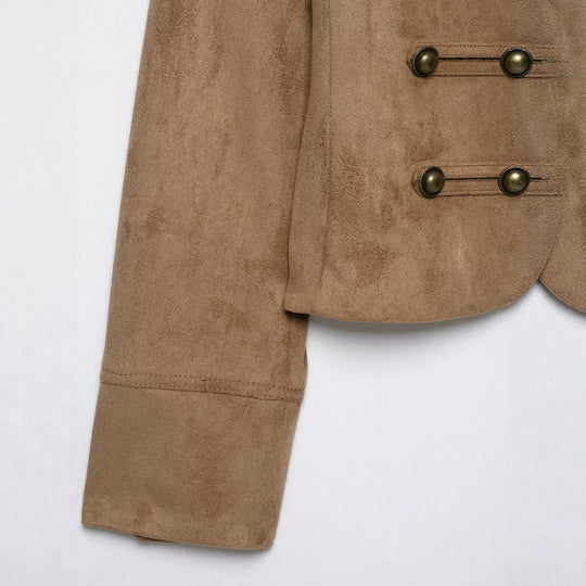 Damen Kavallerie-Bolero in Velourslederoptik mit dekorischer Knopfreihe Nord Taschen