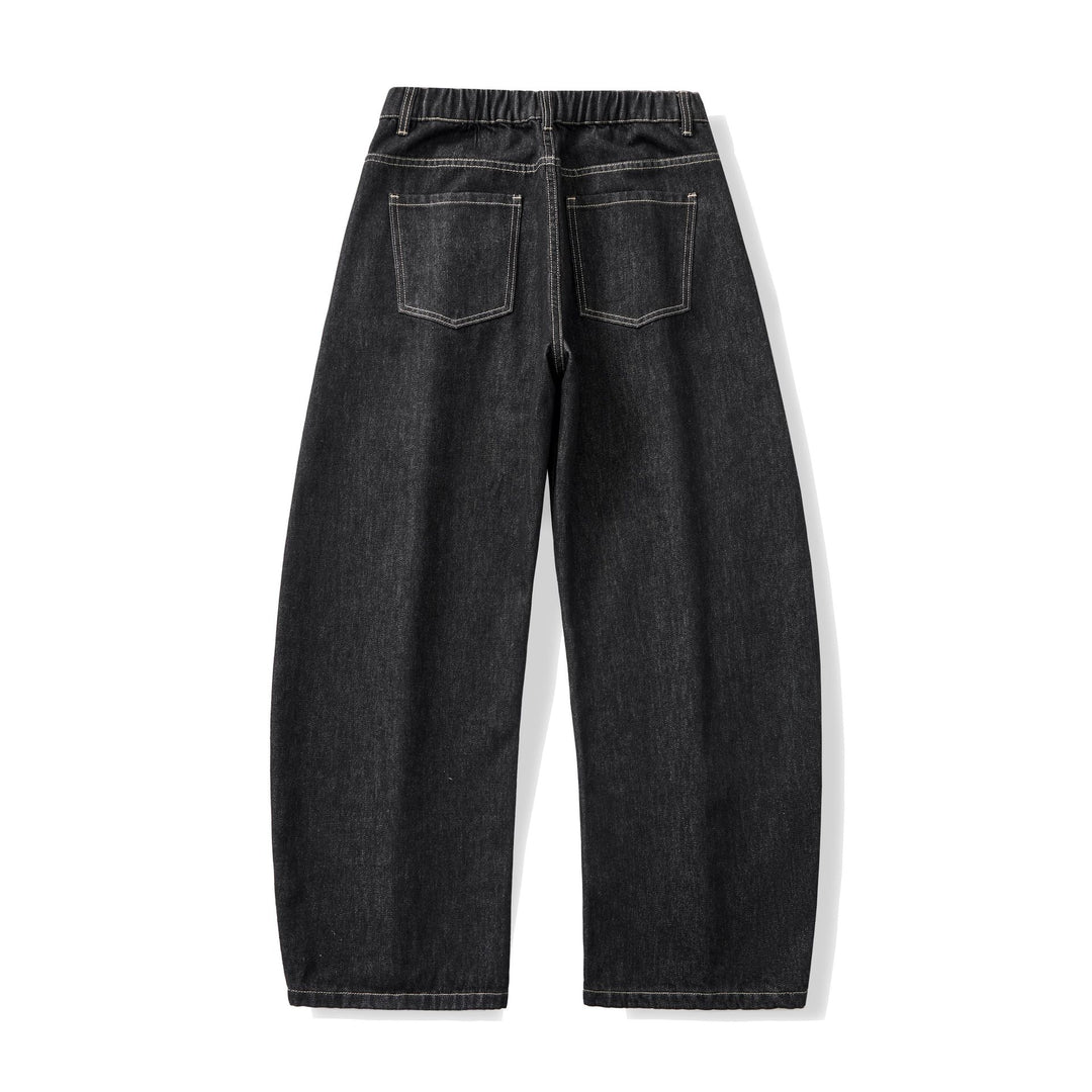 Damen Weite hochgeschnittene Cropped-Jeans aus Raw-Denim mit klassischem Taschen-Design Nord Taschen