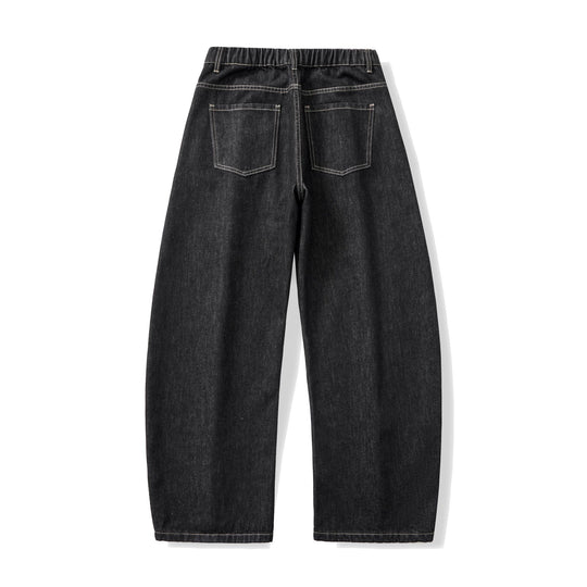 Damen Weite hochgeschnittene Cropped-Jeans aus Raw-Denim mit klassischem Taschen-Design Nord Taschen