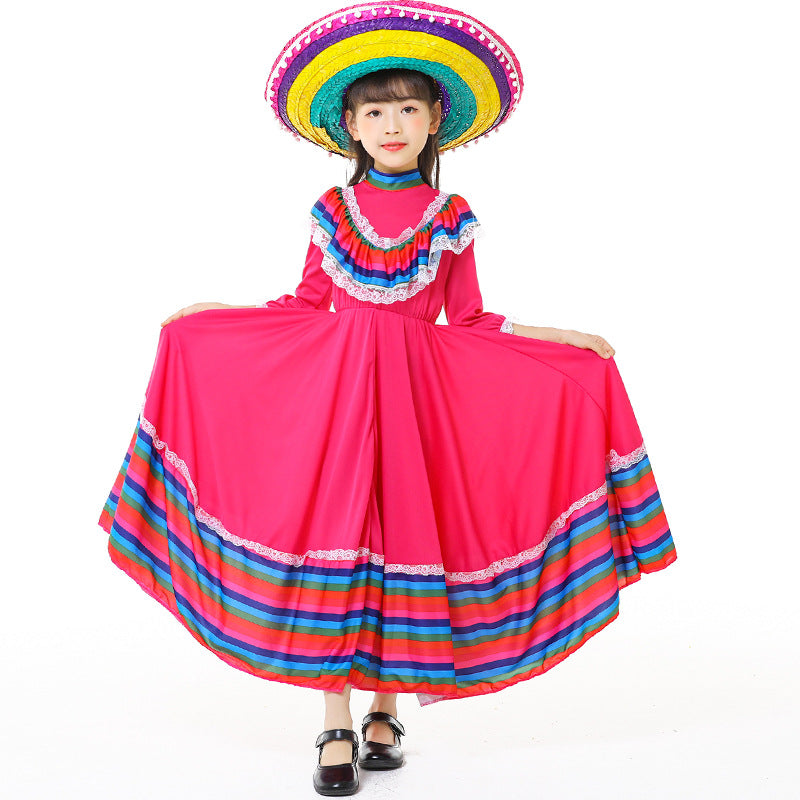 Mädchen Tracht Kleid mit buntem Saum Nord Taschen