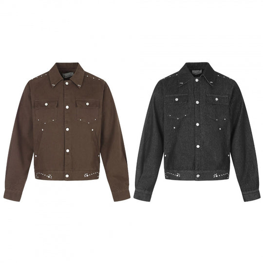Herren Kurz geschnittene Canvas-Blousonjacke mit Nietenbesatz und Pattentaschen Nord Taschen