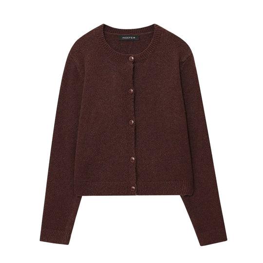 Damen Rundhals-Cardigan mit Knopfleiste und feiner Rippkante Nord Taschen