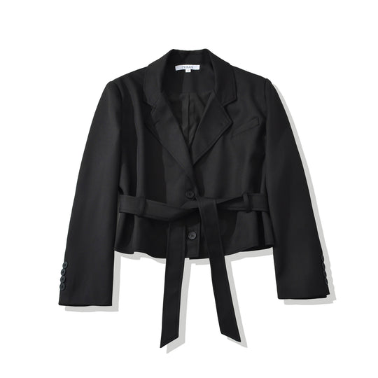 Damen Kurzblazer mit Schalkragen, Taillierung und Bindegürtel Nord Taschen