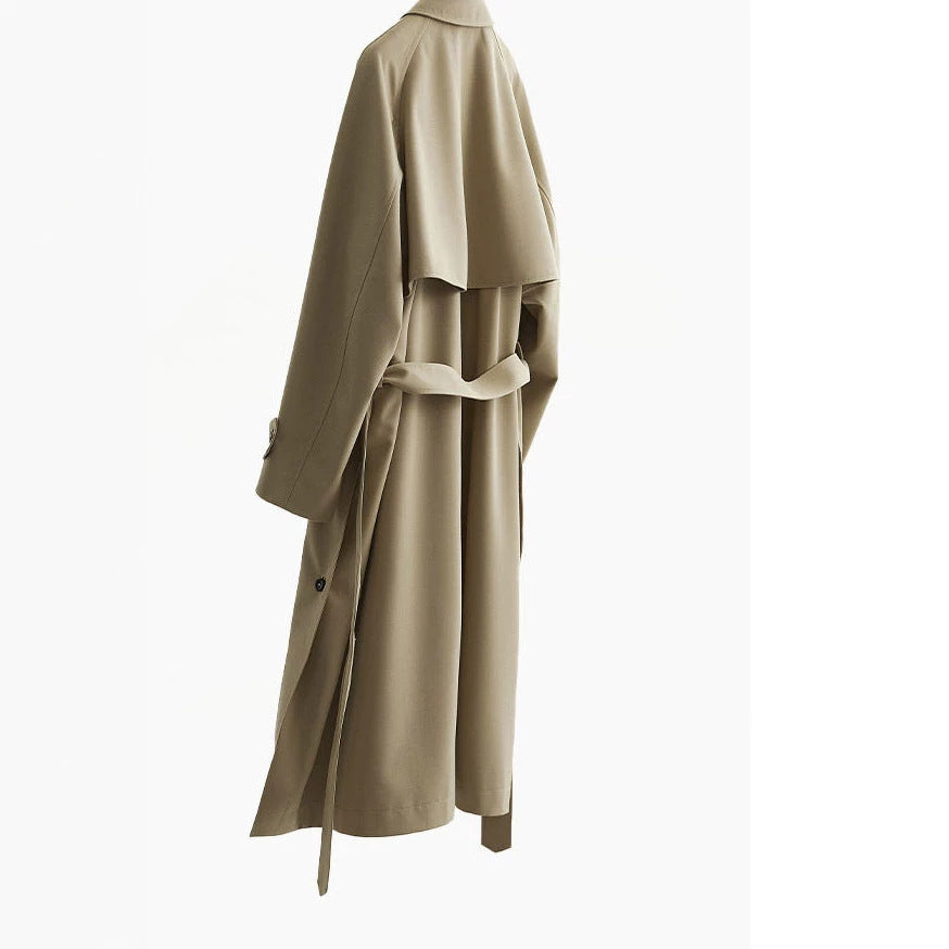Damen Modischer Langmantel mit hochgeschlossenem Kragen und Taillengürtel Nord Taschen
