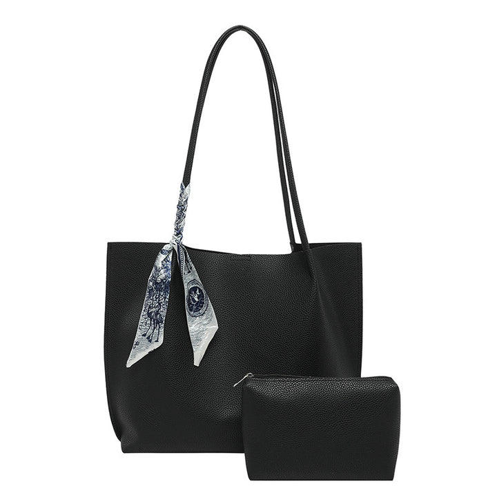 Damen elegante Tragetasche mit geschmeidiger Lederstruktur und modischem Schal Nord Taschen