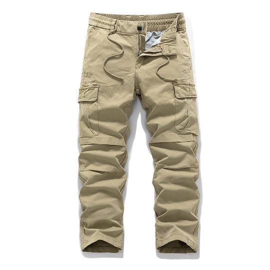 Herren Baumwoll-Canvas Cargo-Hose mit elastischem Tunnelzugbund, Kniepaneelen und Mehrfachtaschen Nord Taschen