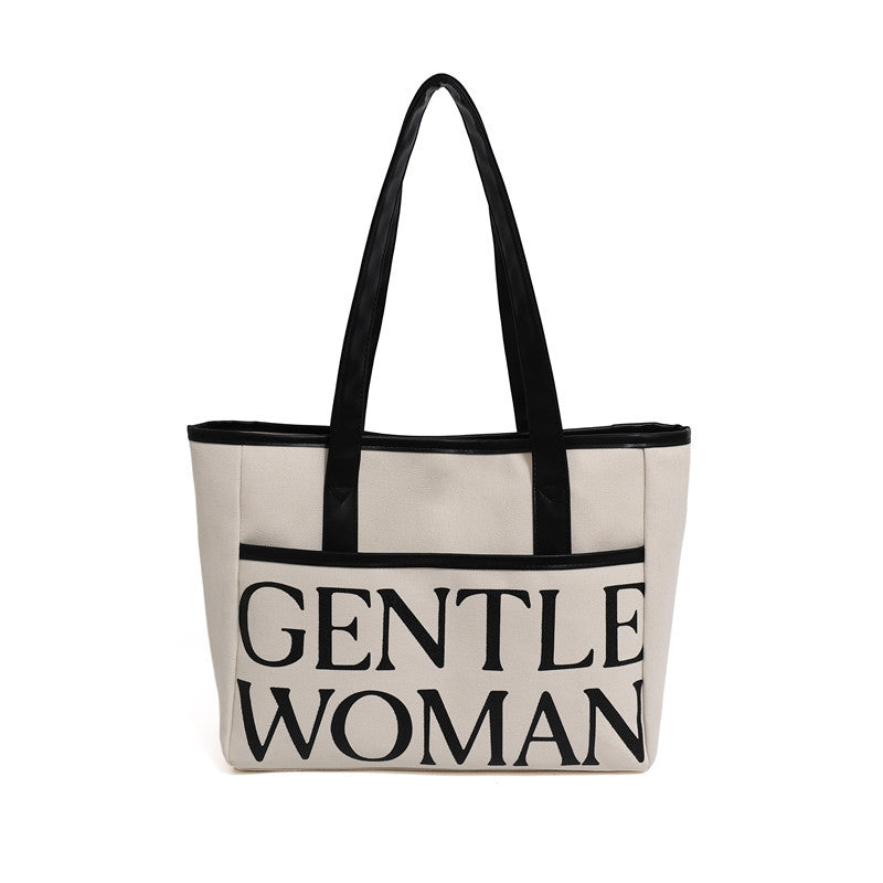 Damen Jute-Tragetasche mit stilvollem Schriftzug Nord Taschen