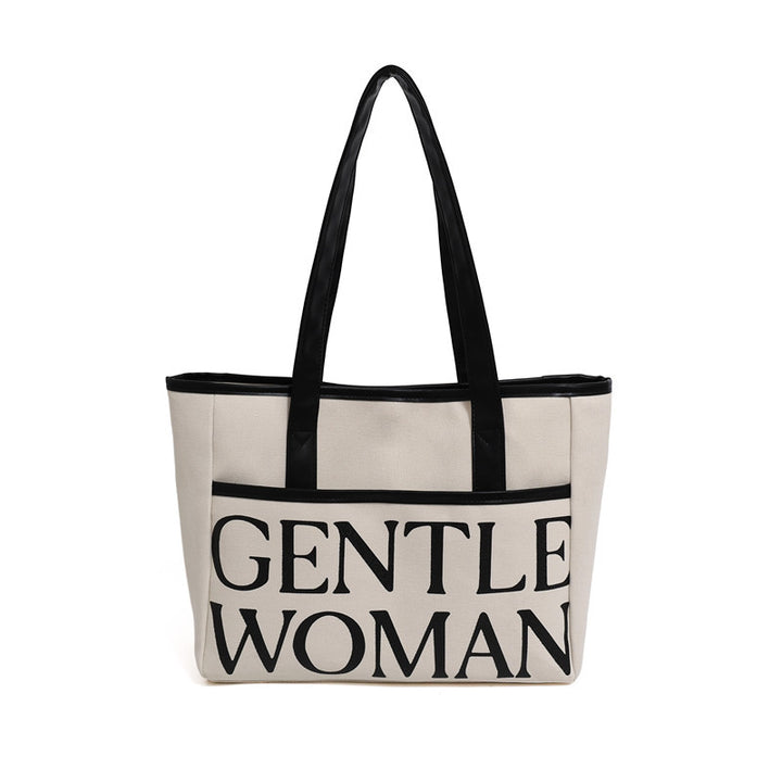 Damen Jute-Tragetasche mit stilvollem Schriftzug Nord Taschen