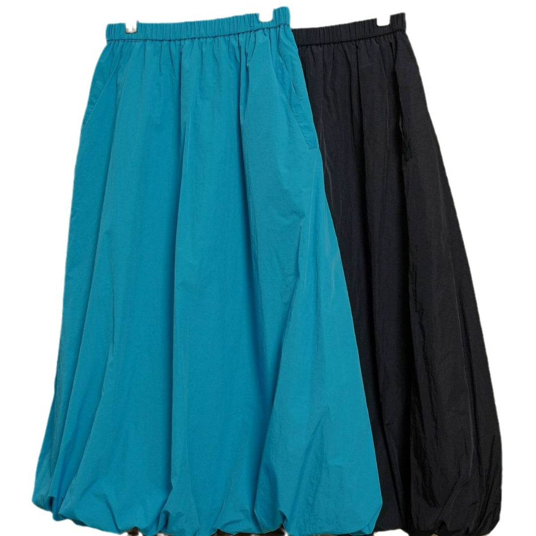 Damen Weite Ballonrock aus technischem Nylon mit elastischem Bund Nord Taschen