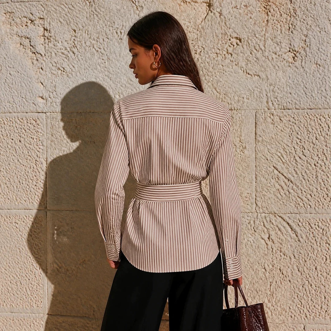 Damen Elegantes Wickeloberteil mit Streifen Nord Taschen