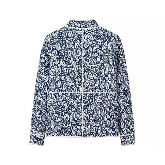 Damen gesteppte Übergangsjacke mit Stehkragen, Paisley‑Print und Kontrastpaspel Nord Taschen