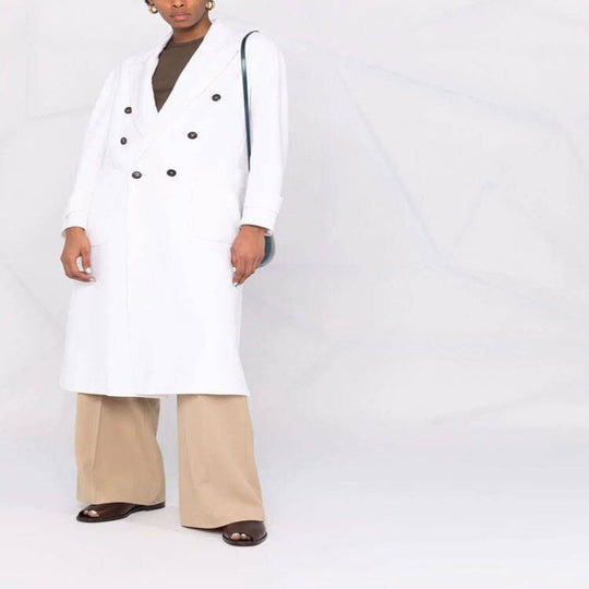 Damen Zweireihiger Midimantel im modernen Tailoring mit verlängertem Revers und aufgesetzten Taschen Nord Taschen