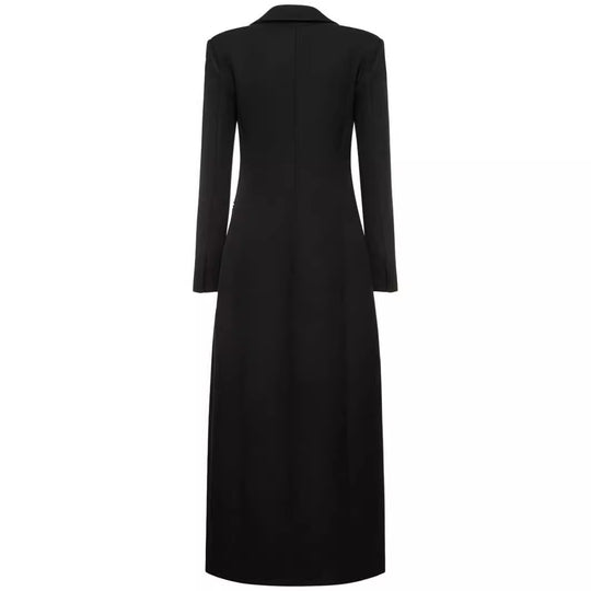 Damen Taillierter Longline-Mantel mit Reverskragen und Einreiher-Schnitt Nord Taschen