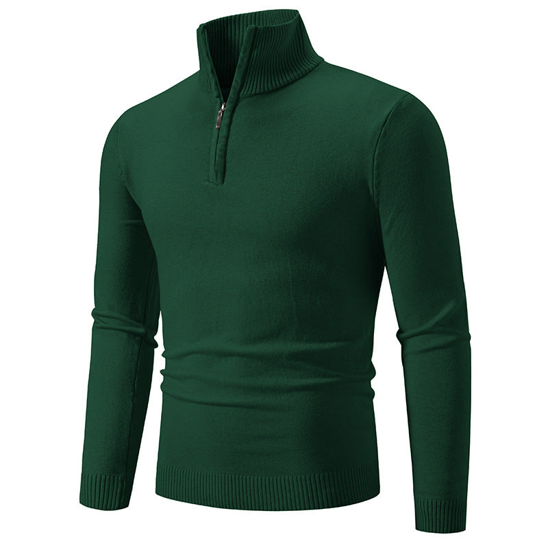 Herren Slim-Fit Halbzip-Mockneck Feinstrickpullover mit geripptem Kragen Nord Taschen