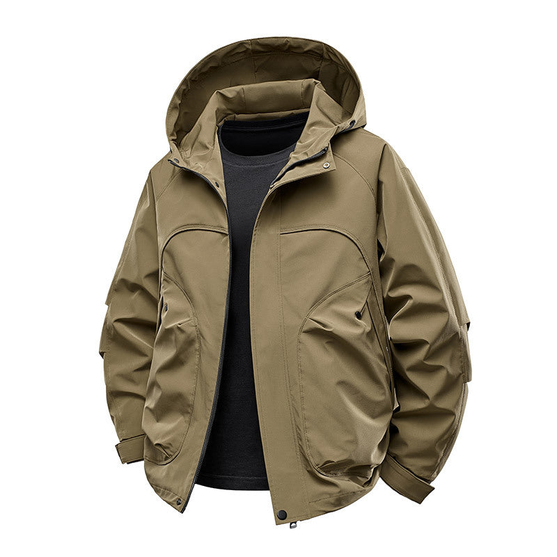 Herren technische Softshell-Utilityjacke mit Kapuze wasserabweisend und Multifunktionstaschen Nord Taschen