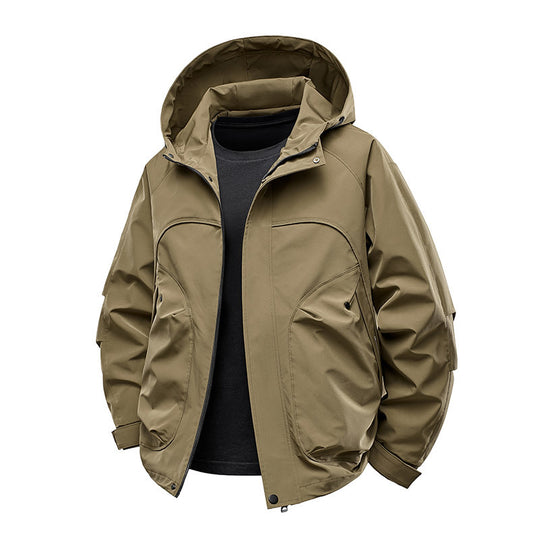 Herren technische Softshell-Utilityjacke mit Kapuze wasserabweisend und Multifunktionstaschen Nord Taschen