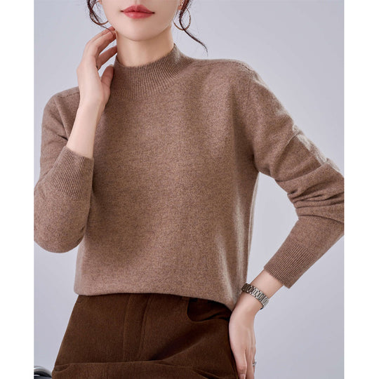 Damen Feiner Feinstrick-Pullover mit kurzem Stehkragen und Kaschmir-Optik Nord Taschen