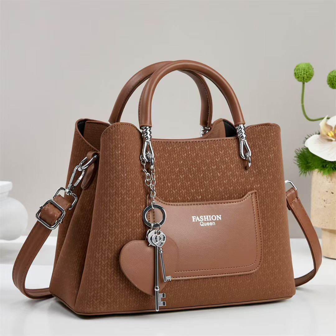 Damen Handtasche mit strukturiertem Obermaterial und abnehmbarem Schlüsselanhänger Nord Taschen