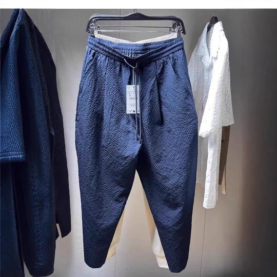 Herren Texturierte Jogginghose mit elastischem Bund Kordelzug und tapered Bein Nord Taschen