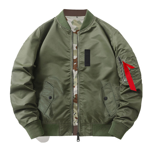 Men's  slim nylon bomber jacket with camouflage lining sleeve zip utility tab Nord Taschen