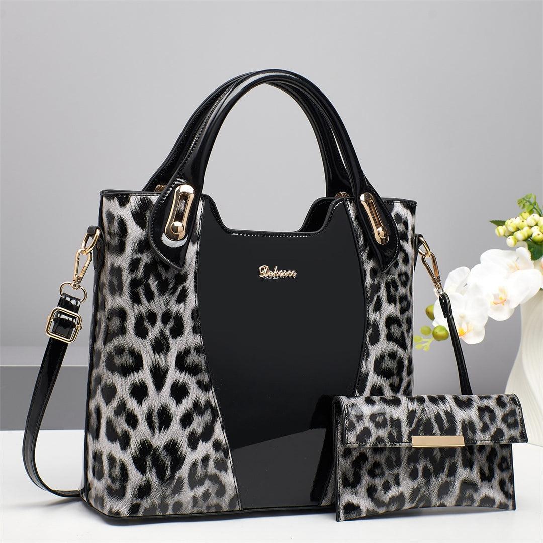 Damen trendige Handtasche mit elegantem Leopardenmuster und abnehmbarer Clutch Nord Taschen