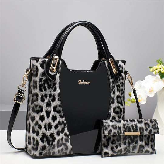 Damen trendige Handtasche mit elegantem Leopardenmuster und abnehmbarer Clutch Nord Taschen