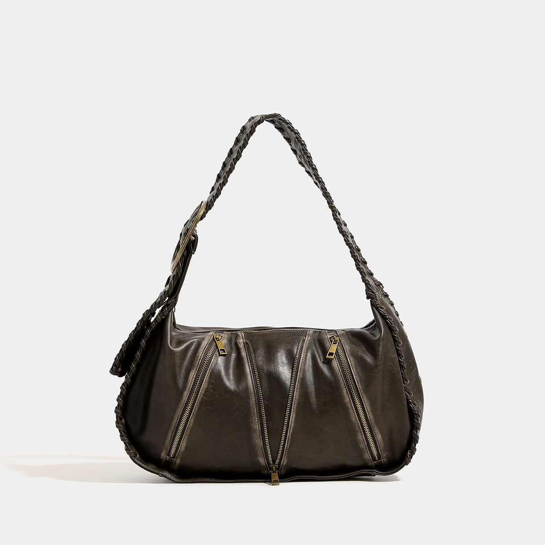 Damen Hobo-Tasche aus weichem Kunstleder mit geflochtenem Schulterriemen Nord Taschen