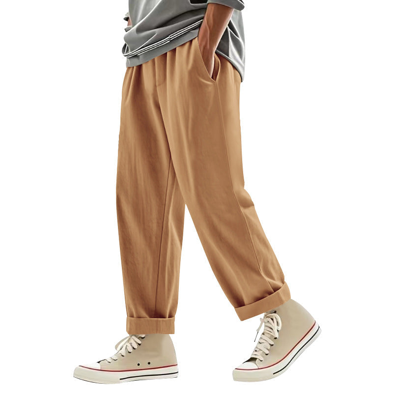 Herren lockere Chino-Hosen mit seitlichen Taschen und elastischem Bund
