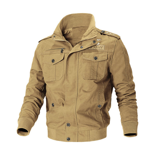 Herren Urbaner Canvas‑Pilotjacke im Military‑Look mit Brusttaschen, Epauletten und Rippbündchen Nord Taschen