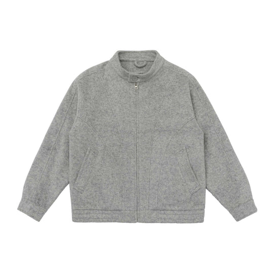 Unisex Kastig geschnittene Wollmix-Blousonjacke mit hohem Stehkragen und verdecktem Reißverschluss Nord Taschen