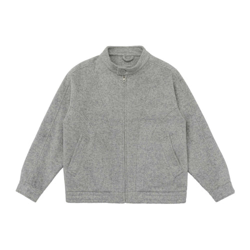 Unisex Kastig geschnittene Wollmix-Blousonjacke mit hohem Stehkragen und verdecktem Reißverschluss Nord Taschen
