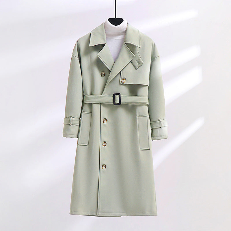 Herren Trenchcoat im modernen Wollmix mit Taillengürtel, Schalkragen und aufgesetzten Taschen Nord Taschen