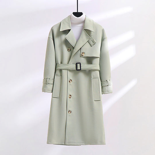 Herren Trenchcoat im modernen Wollmix mit Taillengürtel, Schalkragen und aufgesetzten Taschen Nord Taschen