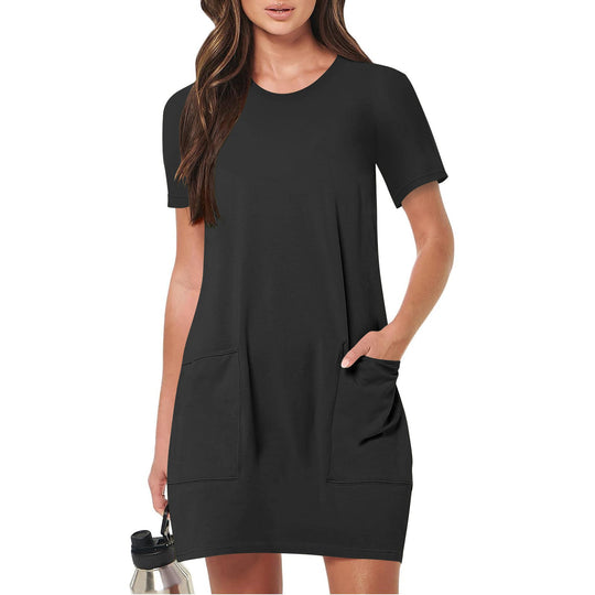 Damen lässiges T-Shirt-Kleid mit praktischen Taschen