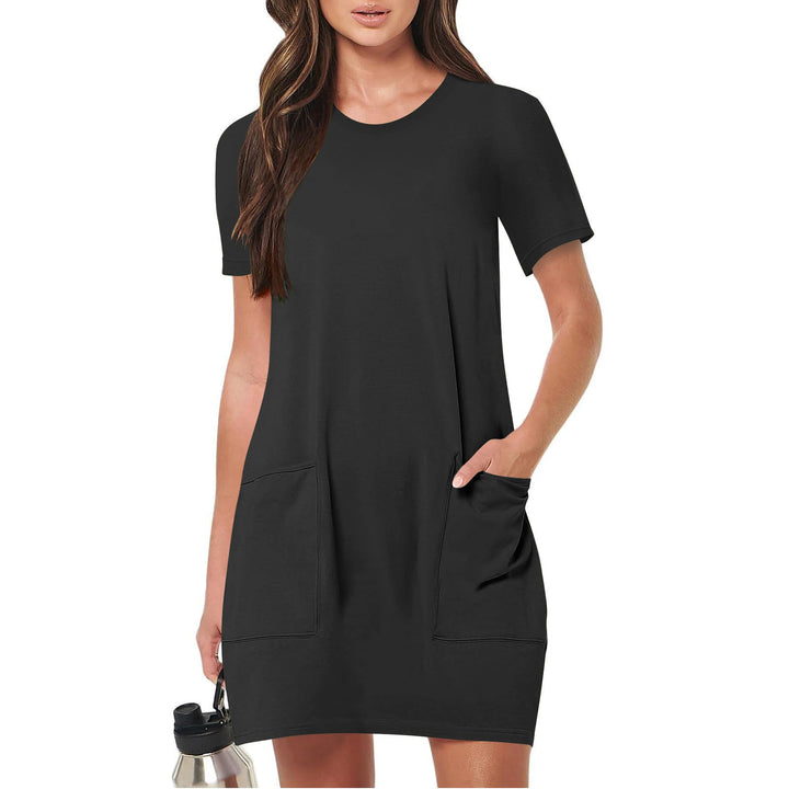 Damen lässiges T-Shirt-Kleid mit praktischen Taschen
