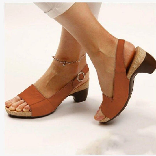 Damen Slingback-Sandalen mit anatomischem Fußbett und modischem Korkelement