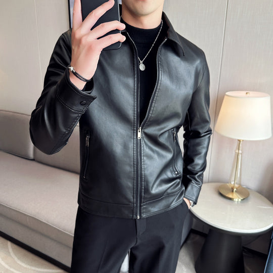 Herren Modische Kunstlederjacke mit klassischem Schnitt Nord Taschen