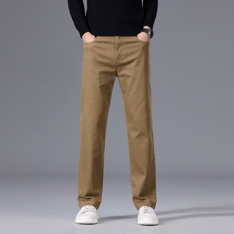 Herren Gerade geschnittene Baumwoll-Chinohose mit Komfortbund und Eingriffstaschen Nord Taschen