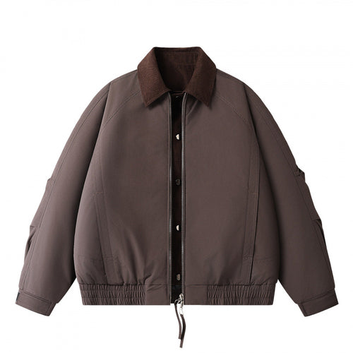 Herren Boxige Kurzjacke mit Cordkragen, doppelter Front und Kordelzugsaum Nord Taschen