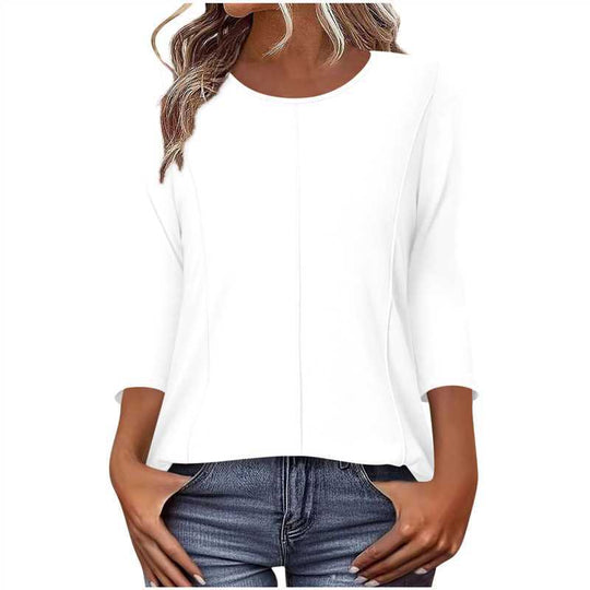 Damen nan lässiges Shirt mit dreiviertelärmeln und dekorativer Mittelnaht Nord Taschen