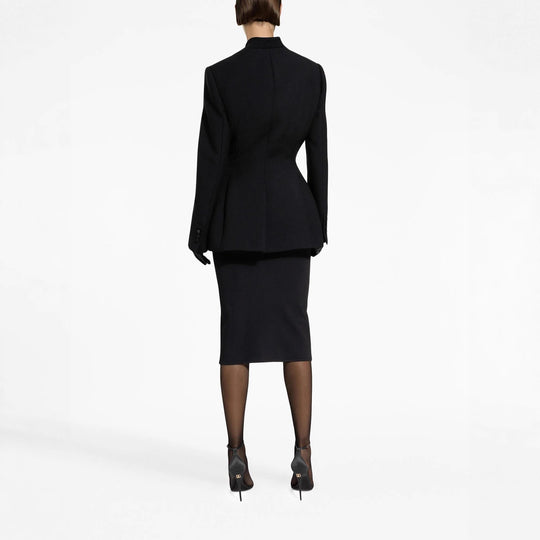 Damen Taillierter Blazer mit Stehkragen, strukturierter Schulter und dekorativer Knopfleiste Nord Taschen