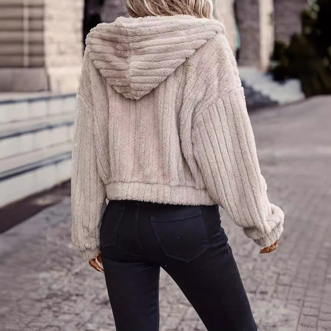 Damen Fleecejacke mit Kapuze und weichem Innenfutter Nord Taschen